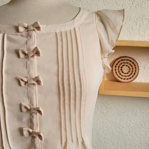 LC Lauren Conrad Cream Bow Blouse